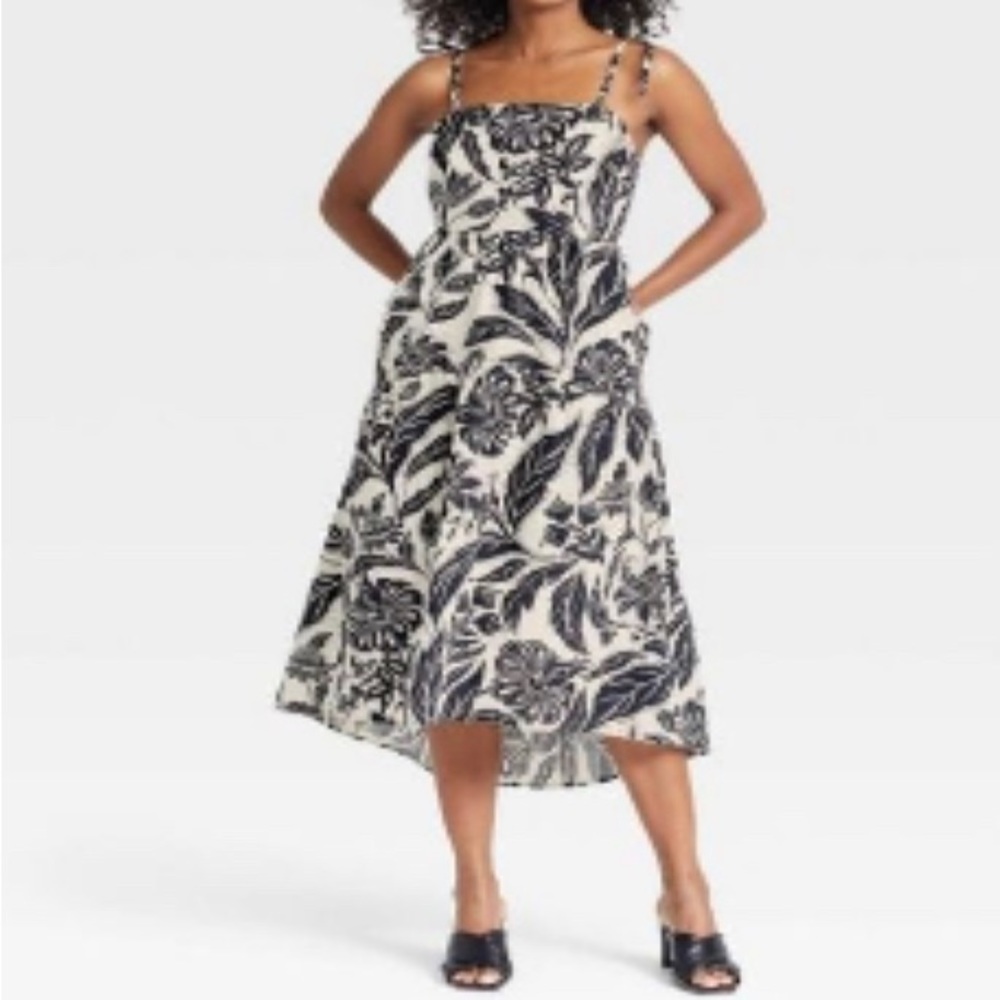 Who What Wear Women's Sleeveless Baby Doll Dress - Black/Cream Floral